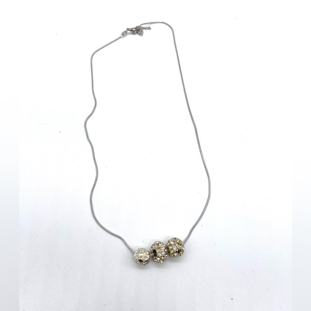 Sterling Silver 925 Chain with 3 Crystal charms 18 inches with 1 inch Extender - Picture 4 of 4